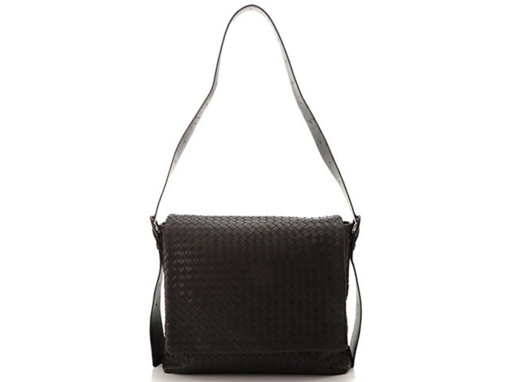 BOTTEGA VENETA Intrecciato Shoulder Bag Brown Leather